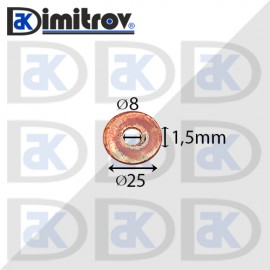 Дифтунга Ø  8 х Ø 25 х 1,5 mm медна